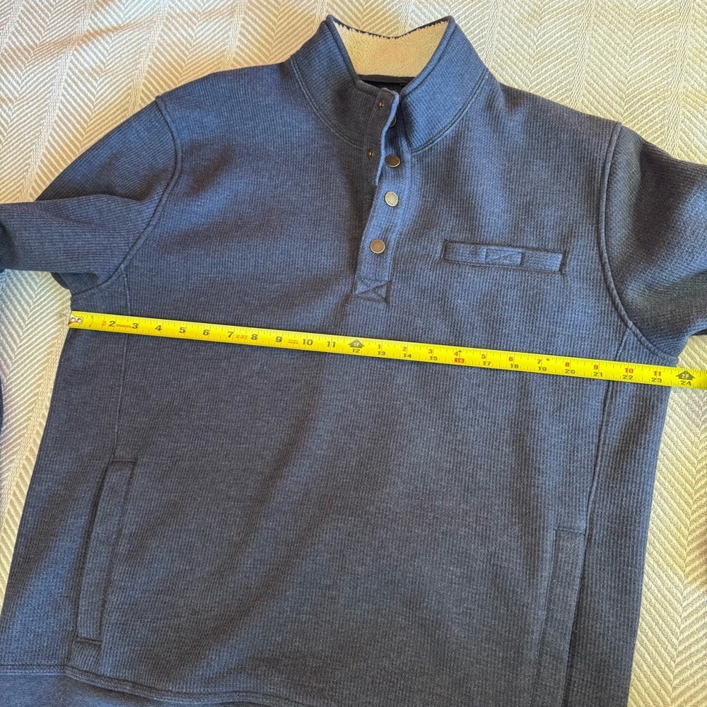 L.L. Bean Katahdin Iron Works Bonded Waffle Fleece, Snap Mock, Blue,‎ Size L - Picture 8 of 9
